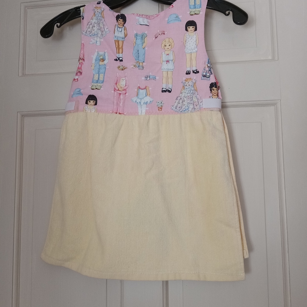 Kids hand made beach cover up, apron  with hair clip new